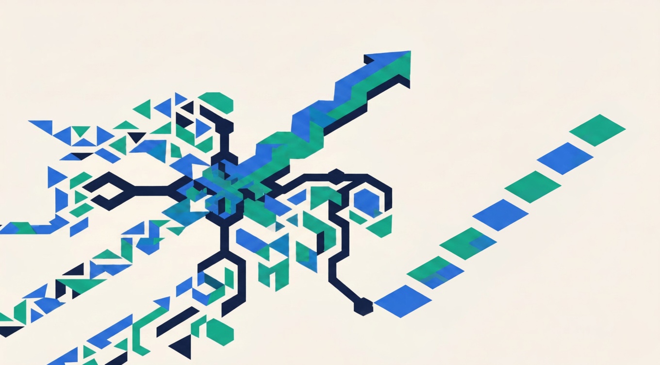 Strategic AI consulting — branching paths converging toward a clear decision